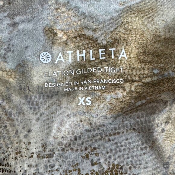 Athleta Elation Gilded Tight Leggings Gold Metallic Size XS Activewear High Rise - Picture 10 of 12